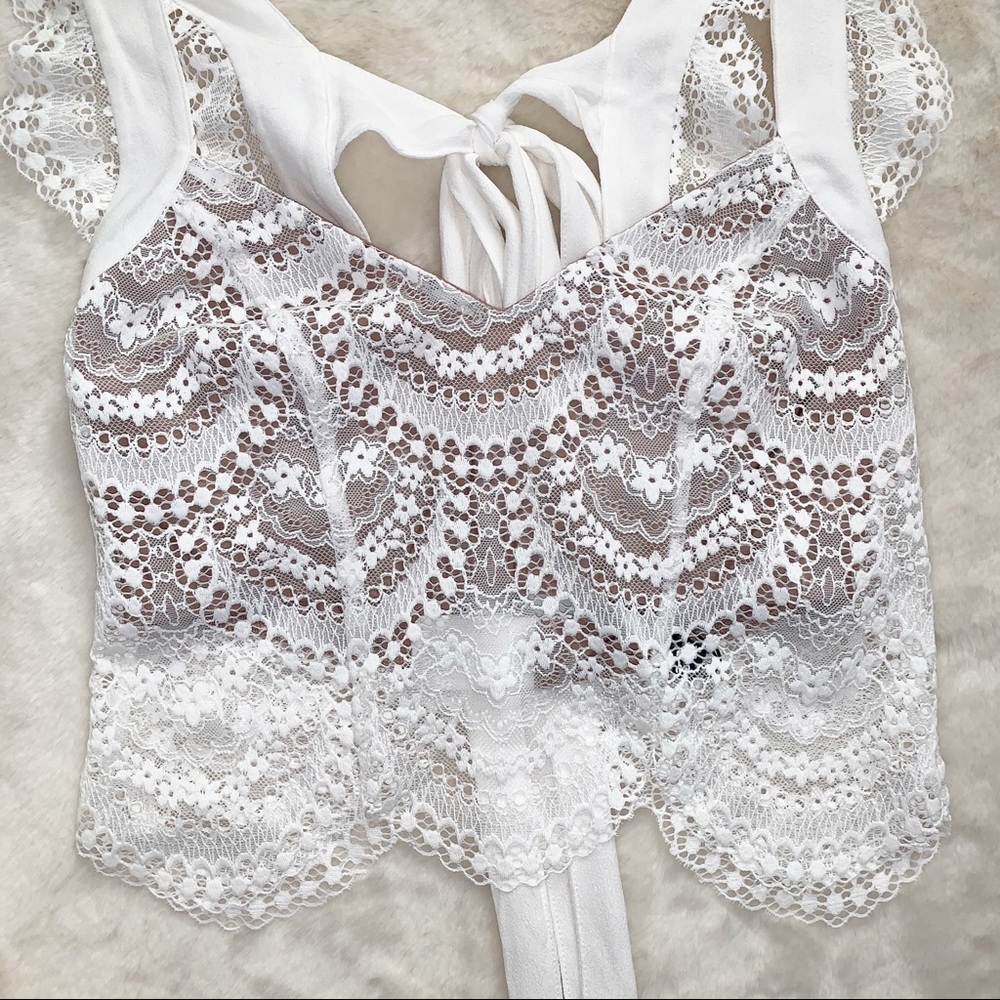 For Love & Lemons Rosalita Crop Top White M NWT - Picture 6 of 15